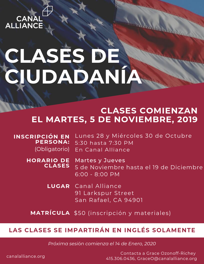 Registración para clases de ciudadanía POSPUESTO Canal Alliance