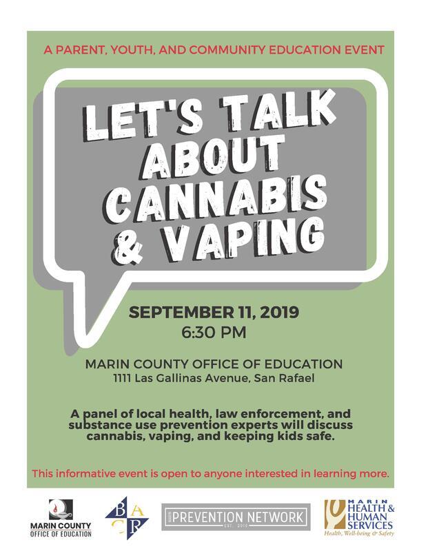 Marin County Office of Education discussion about Cannabis & Vaping