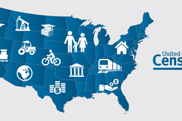 Census Bureau image of the United States showing all of the ways the Census impacts our communities.