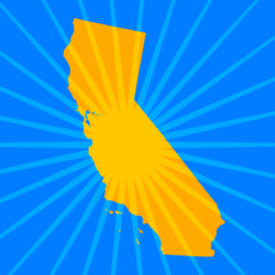 California state with sun icon on it