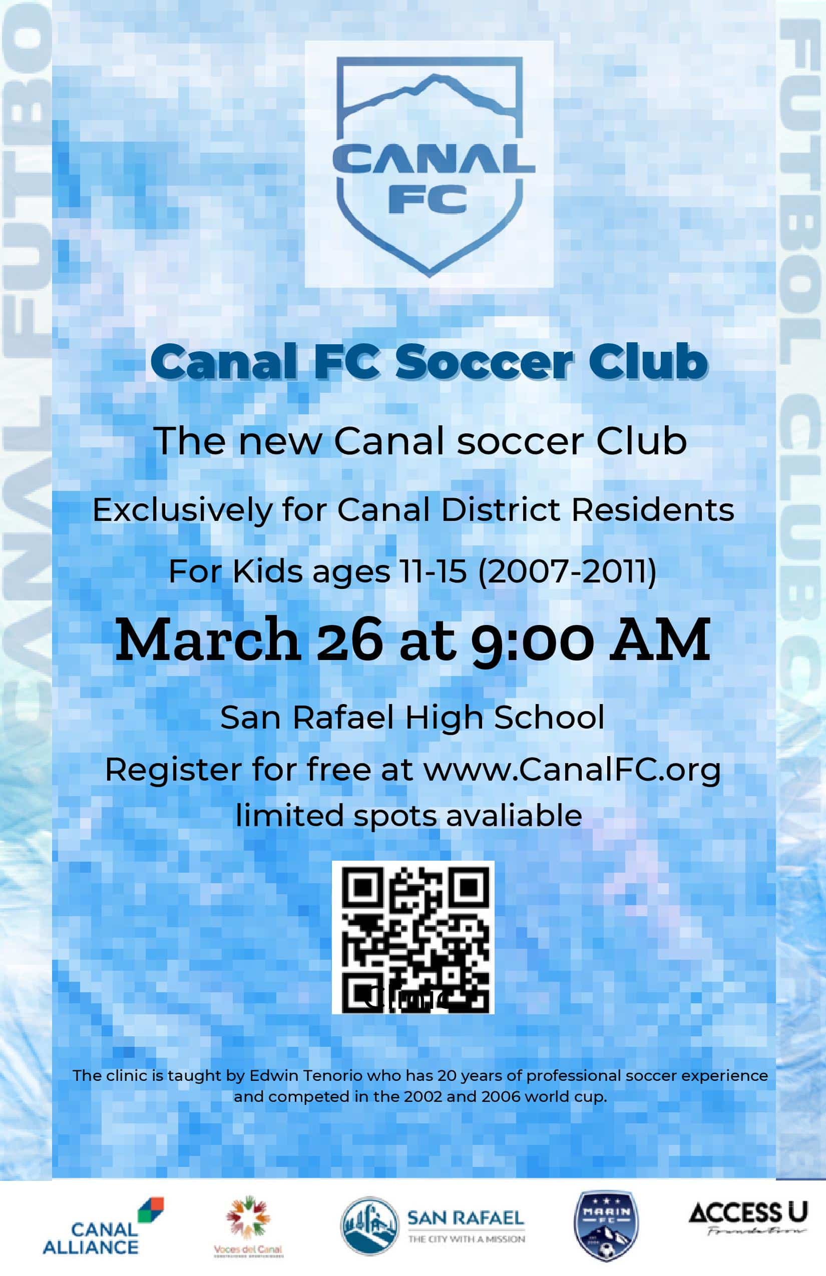 Flyer for Canal FC soccer club